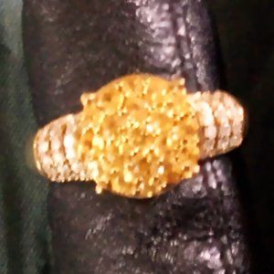 NEW  Spessartine Garnet cluster ring with Moissanite